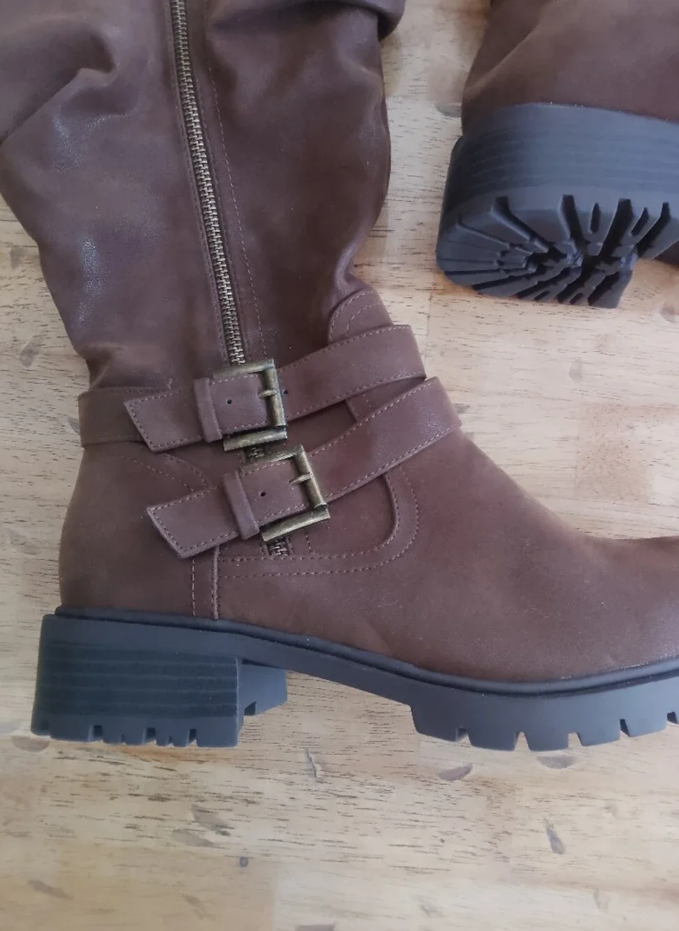 Torrid Women's Brown Suede Mid-Calf Riding Boots with Buckle Detail 9.5WW